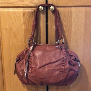 Terracotta medium leather satchel bag